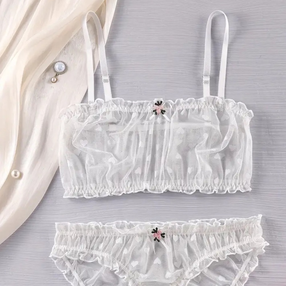 Elegant Sheer Hearts Lingerie Set - Picture 2 of 8
